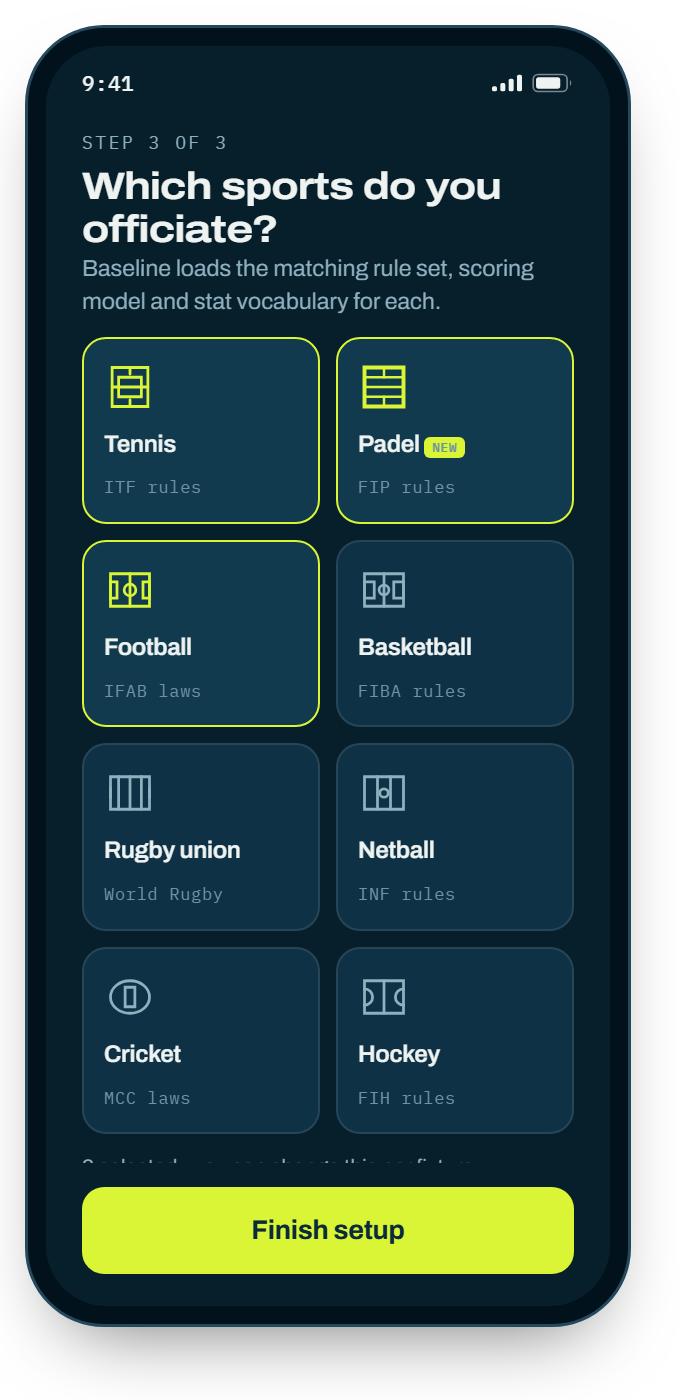 Selecting which sport to officiate.