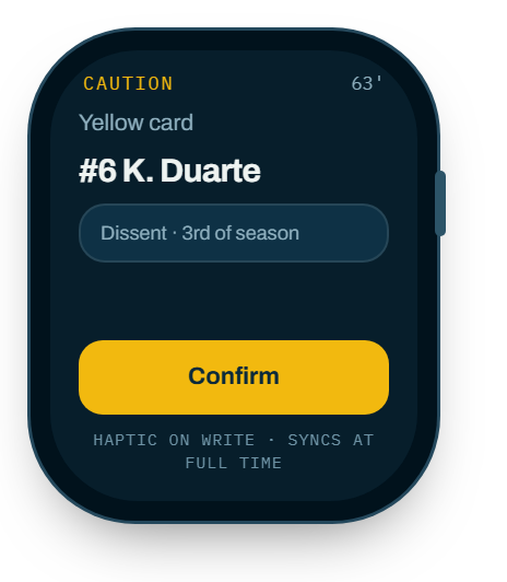Watch: recording a caution with its reason code.